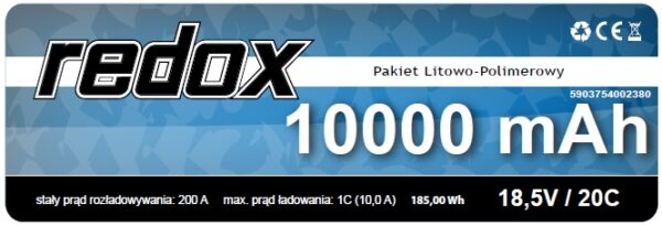 REDOX LIPO 10000 mAh 18,5V 20C XT-90
