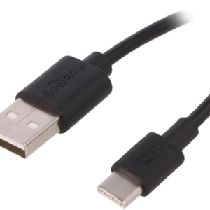 Kabel; USB 2.0; USB A wtyk,USB C wtyk; 2m; czarny